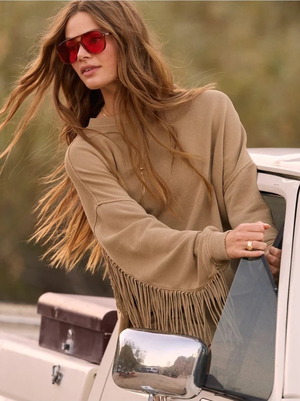 aerie Festival Fringe Crew Sweatshirt - Size M